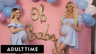 Csábos terhes barinők hármasban: Rylee Blake és Aubrey Kate kefélnek egy hűtlen férjjel!