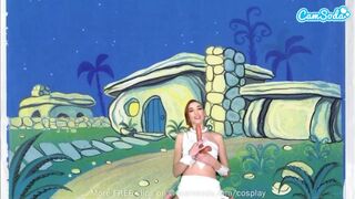 Cuki tinédzser wilma flintstone cosplayben masturbál és cumizza a bazinagy fazsat