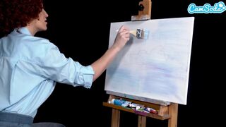 Ryan Keely bob ross cosplayban festés óráján megvadul a nagyméretű csöcsű milf